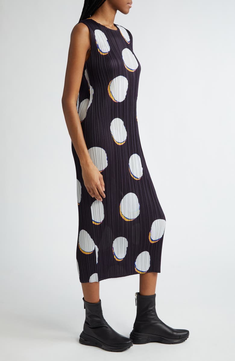 Pleats Please Issey Miyake Bean Dots Pleated Midi Dress, Alternate, color,