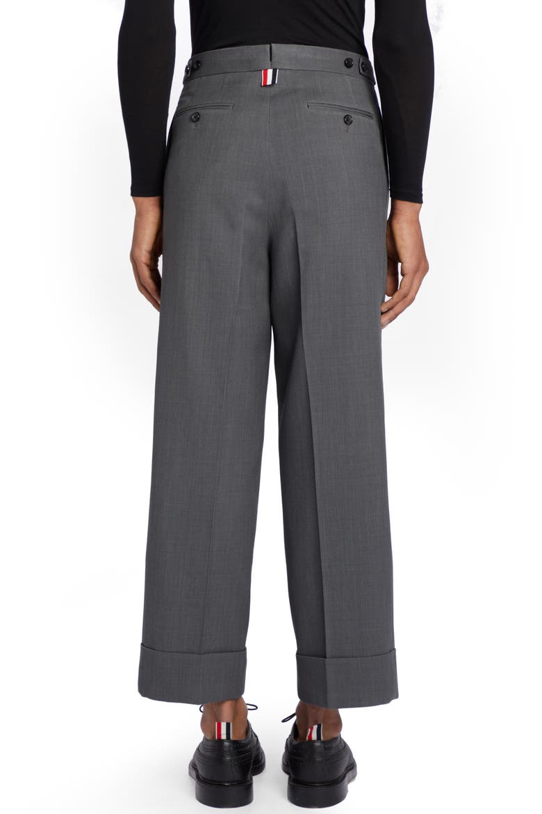 Single Pleat Crop Wool Trousers, Alternate, color, MEDIUM GREY