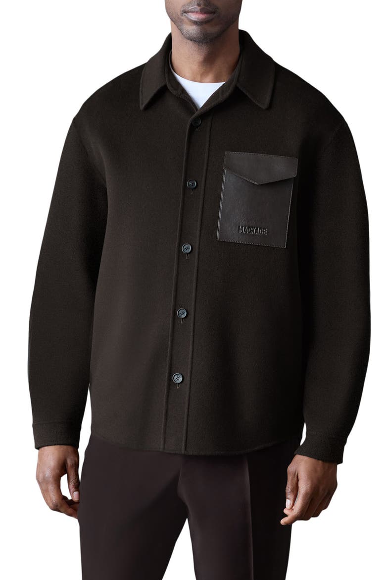 Emmanuel Double Face Wool Overshirt, Main, color, COFFEE