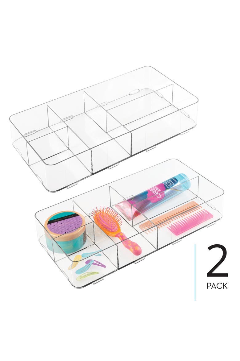 Clarity Interlocking 5-Section Drawer Organizer - Clear - Set of 2, Alternate, color, Clear