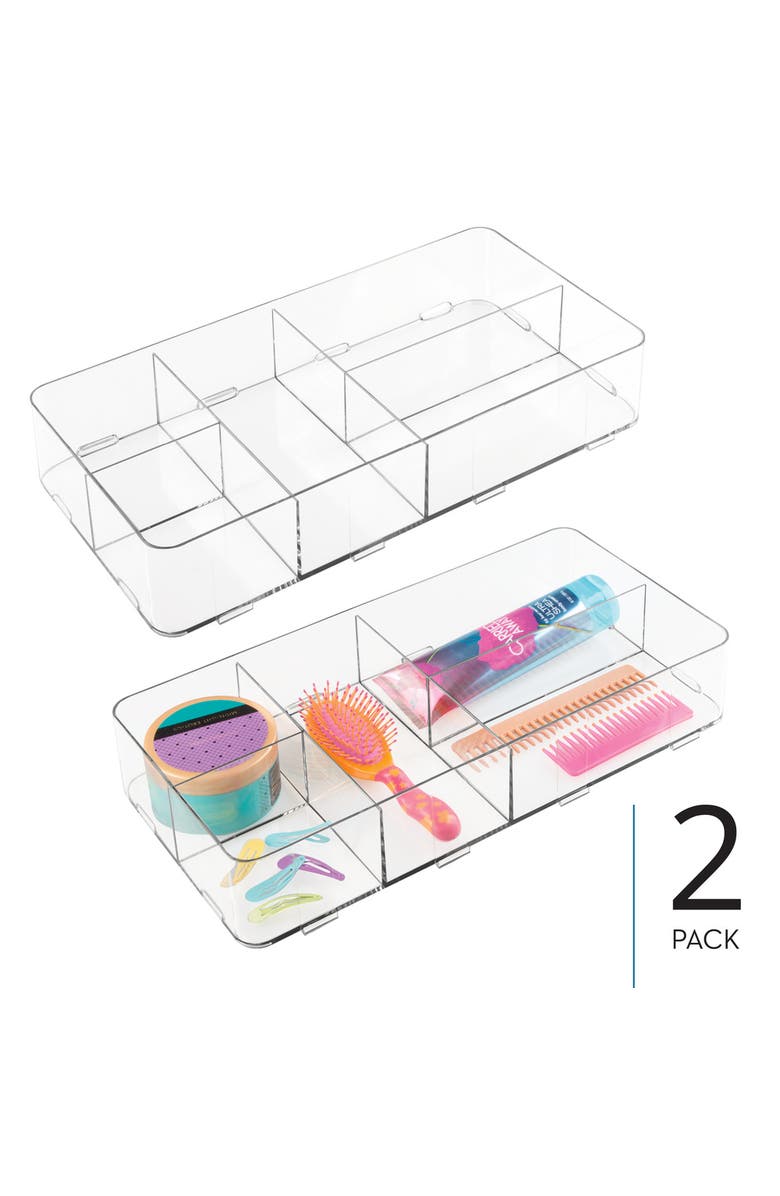iDesign Clarity Interlocking 5-Section Drawer Organizer - Clear - Set of 2, Alternate, color, Clear