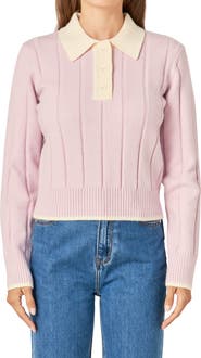 English Factory Two-Tone Polo Sweater