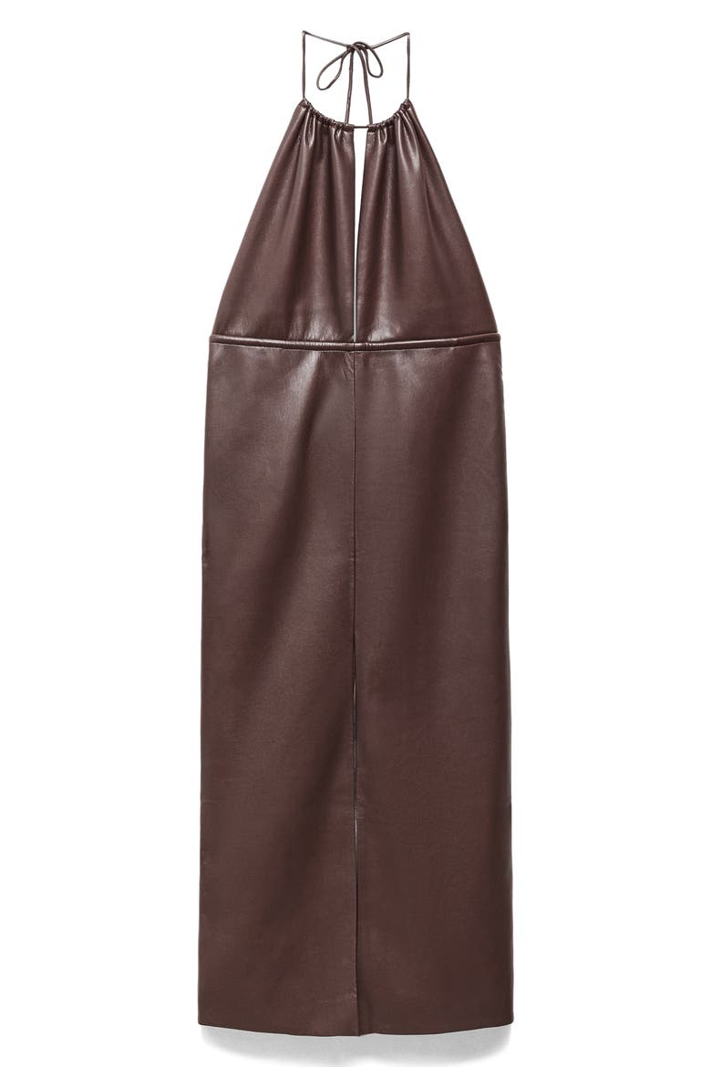 Faux Leather Halter Dress, Main, color, MAROON