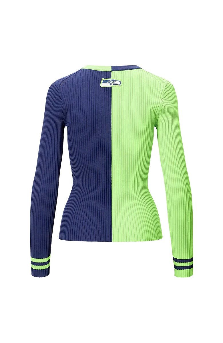 STAUD Women's STAUD Neon Green/Navy Seattle Seahawks Cargo Sweater, Alternate, color, Neon Green