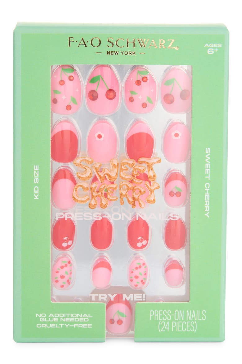 Kids' Sweet Cherry Press On Nails, Main, color, OPEN MISCELLANEOUS