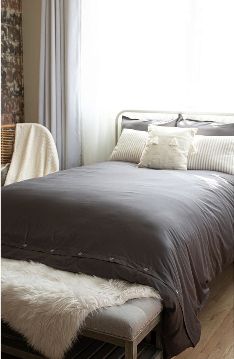 Pact Organic Room Service Sateen Sham 2-Pack, Alternate, color, Charcoal