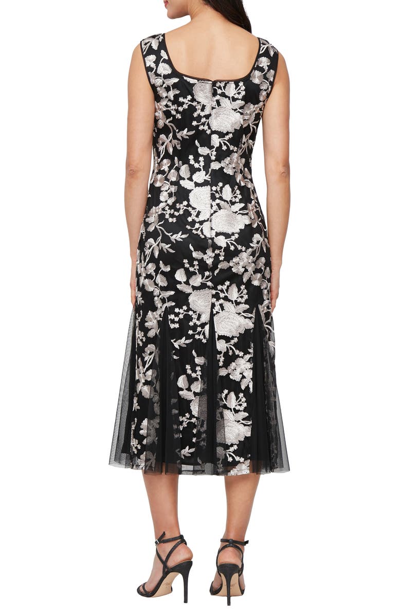 Alex Evenings Floral Embroidered Sleeveless Dress & Jacket, Alternate, color, Black/ Taupe