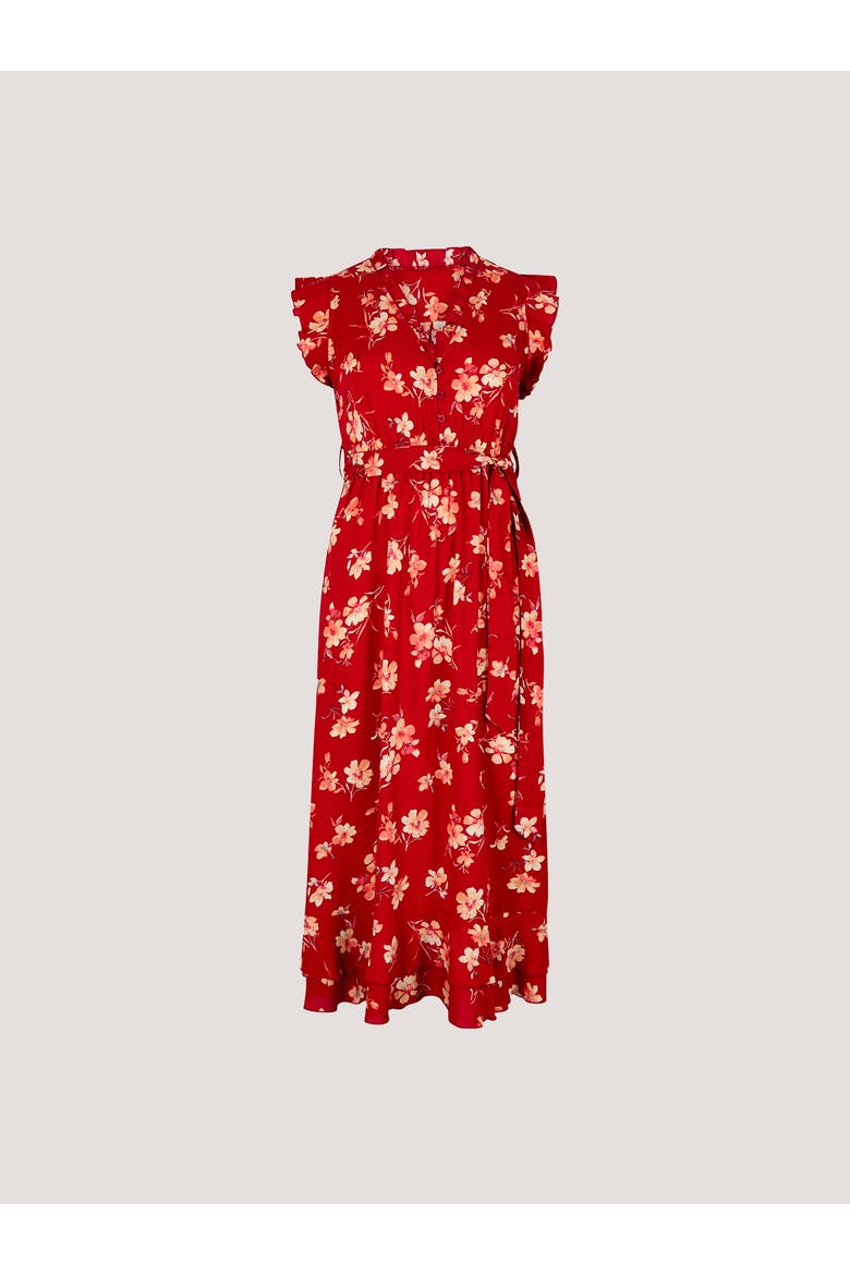 Rock Cress Floral Ditsy Midi Dress, Alternate, color, Red