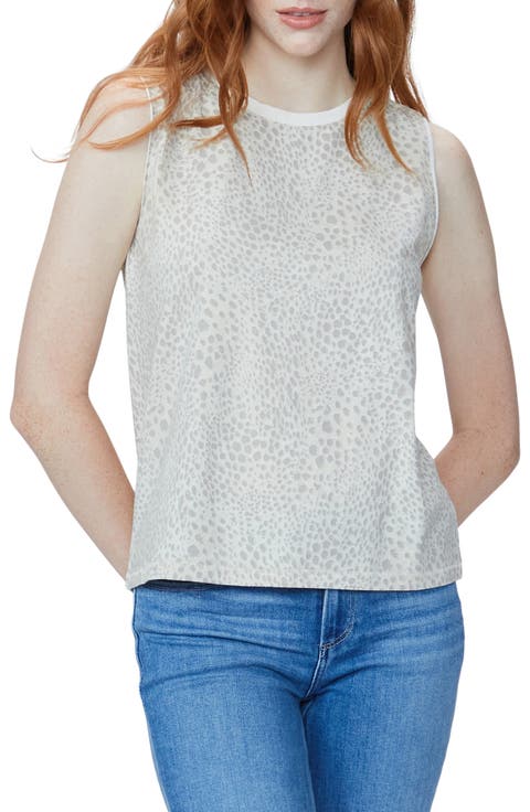 Ryo Animal Print Stretch Cotton Tank Top