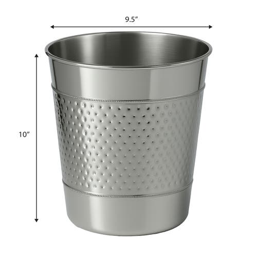 Happimess Riley Modern Classic Hammered Steel Accent 2-gallon Wastebasket