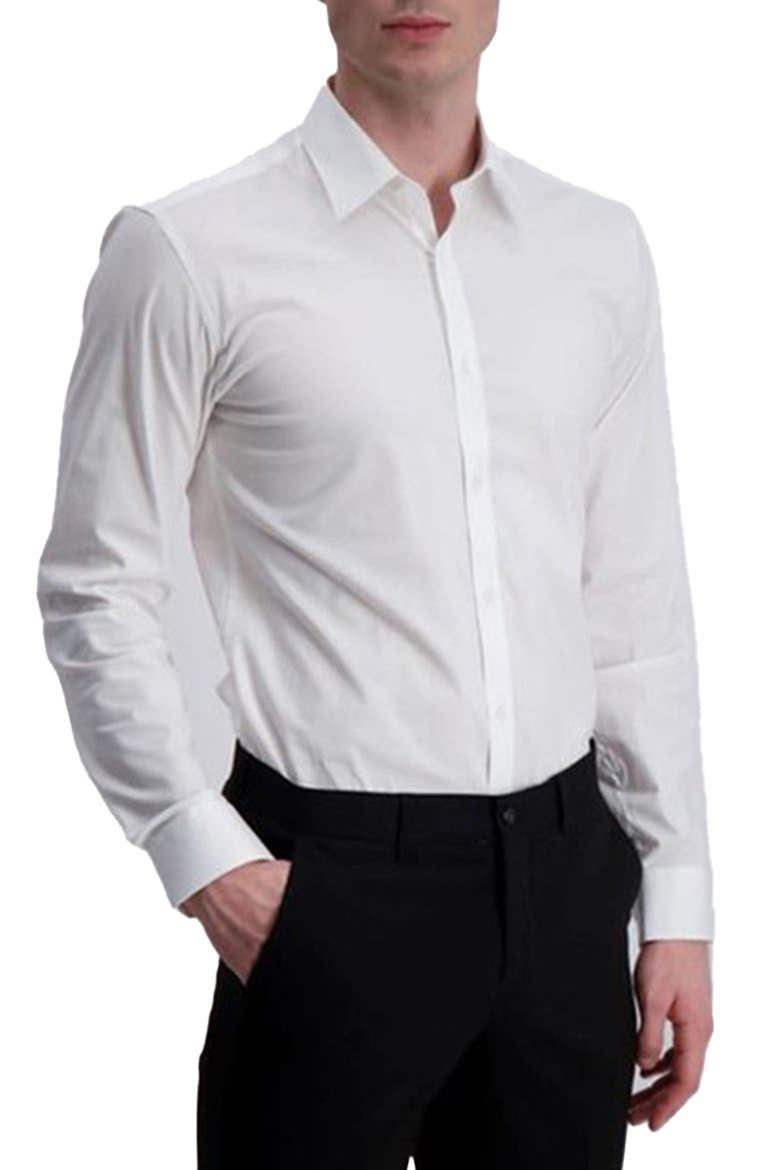 Slim Fit Solid Long Sleeve Button-Up Shirt, Main, color, WHITE