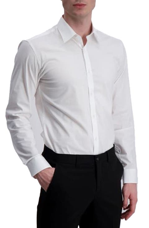 Slim Fit Solid Long Sleeve Button-Up Shirt