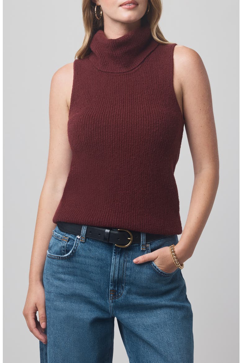 x @cellajaneblog Sleeveless Turtleneck Sweater, Main, color, ROSEWOOD