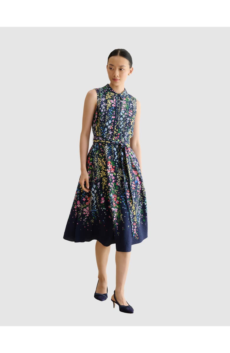 HOBBS LONDON Alberta Floral Midi Shirt Dress, Main, color, Midnightmulti
