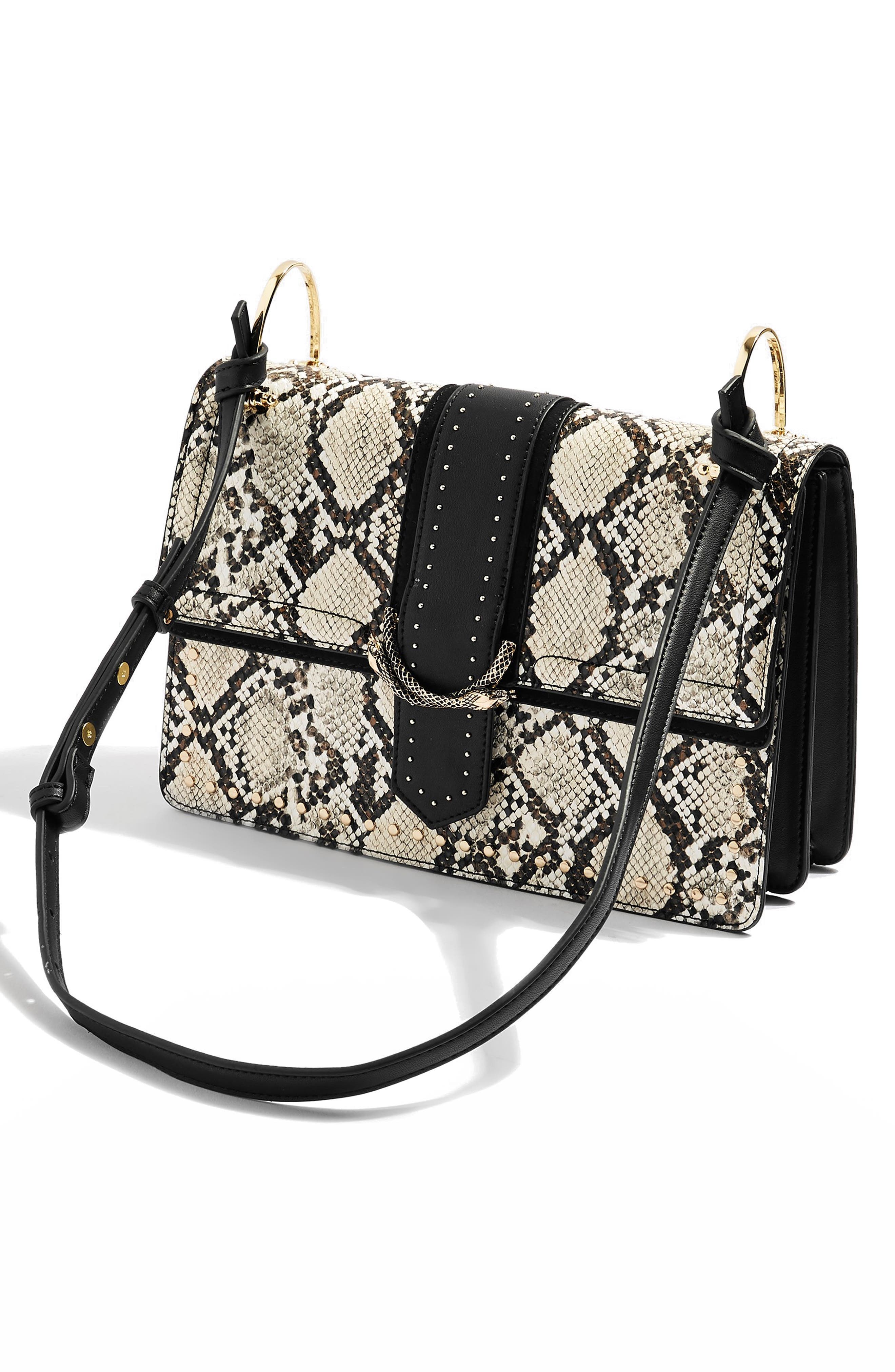 Topshop Suri Snake Effect Shoulder Bag, Alternate, color, 