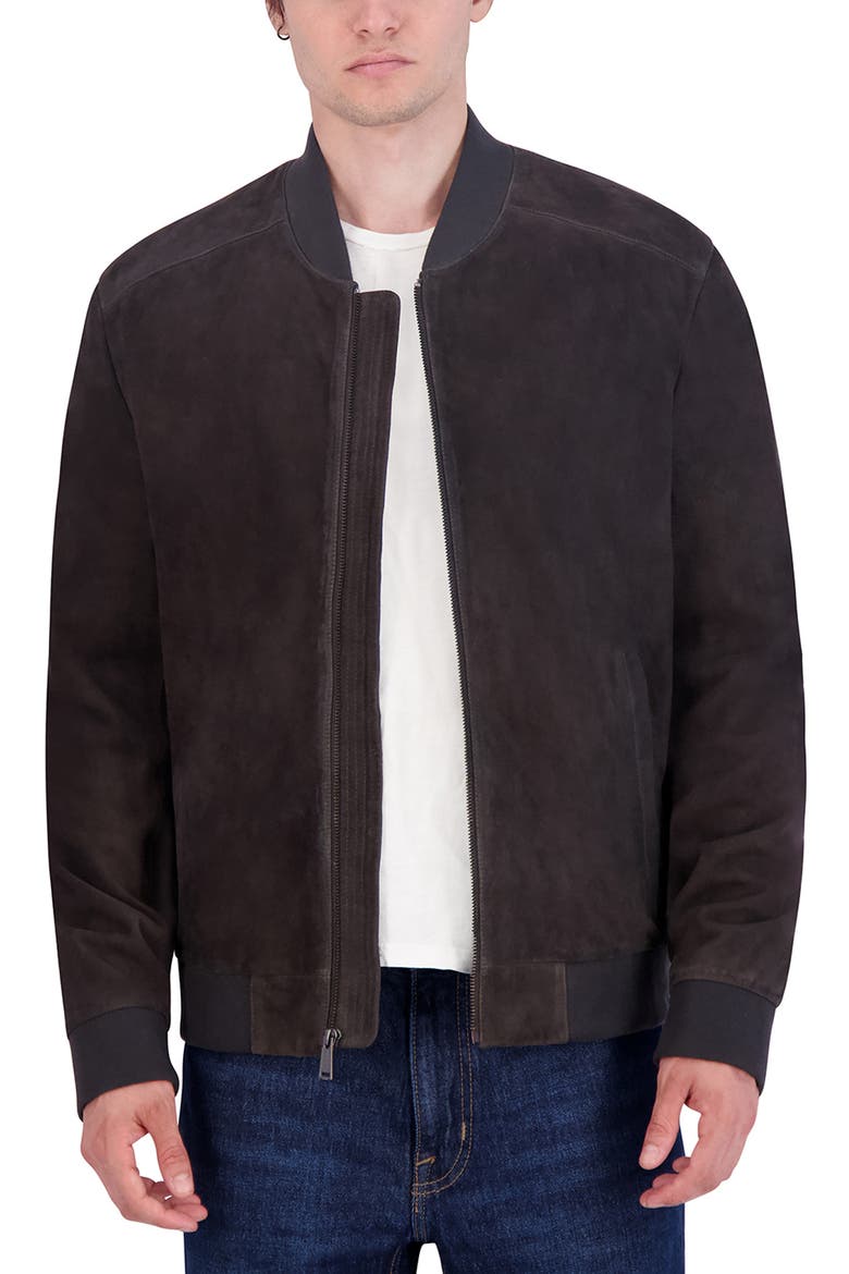 Suede Bomber Jacket, Alternate, color, GREY