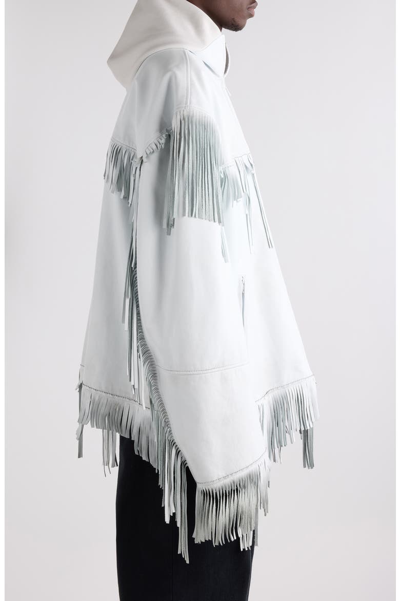 Fringe Leather Hooded Jacket, Alternate, color, 9000 WHITE