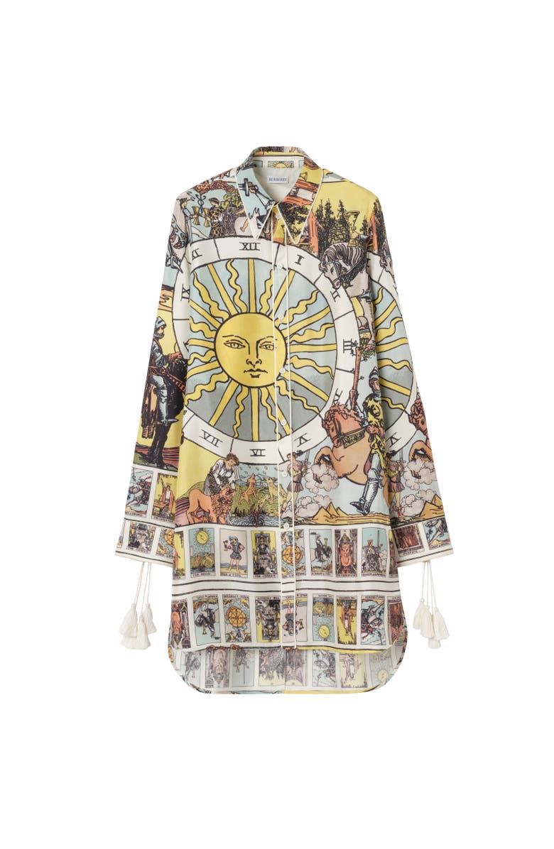 Burberry Tarot Silk Shirt, Alternate, color, Seaside Blue