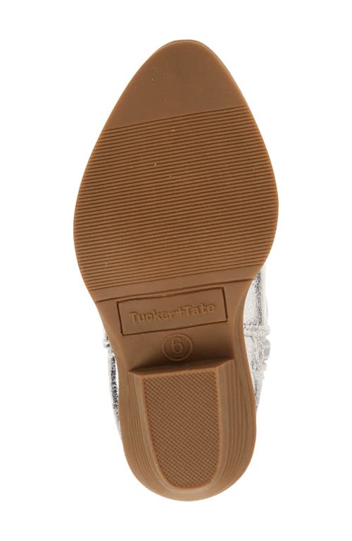 Tucker + Tate Kids' Cade Heart Western Boot In Silver Crinkle