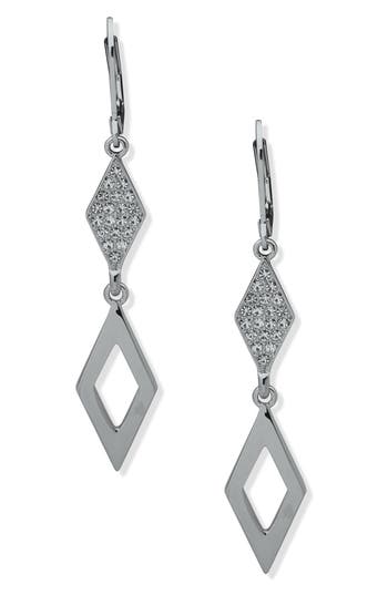 Karl Lagerfeld Billie Blues Crystal Double Drop Earrings In Silver
