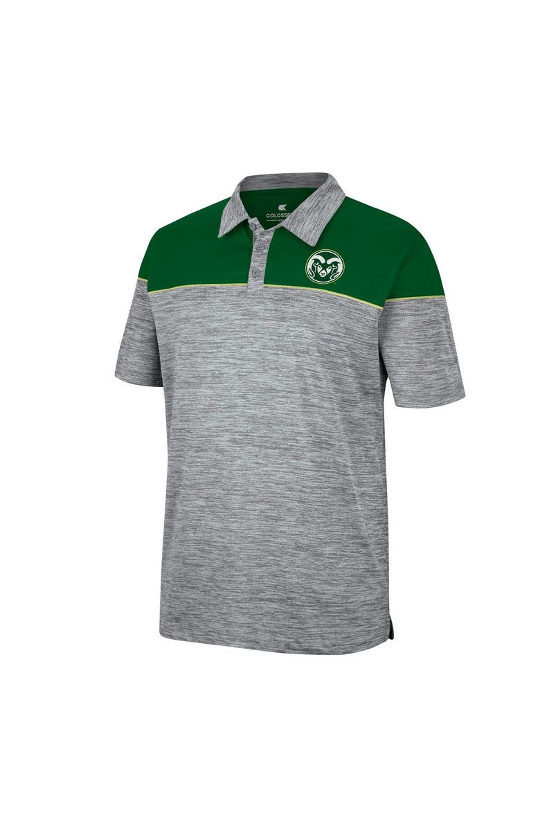 COLOSSEUM Men's Colosseum Heathered Gray/Green Colorado State Rams Birdie Polo, Alternate, color, 