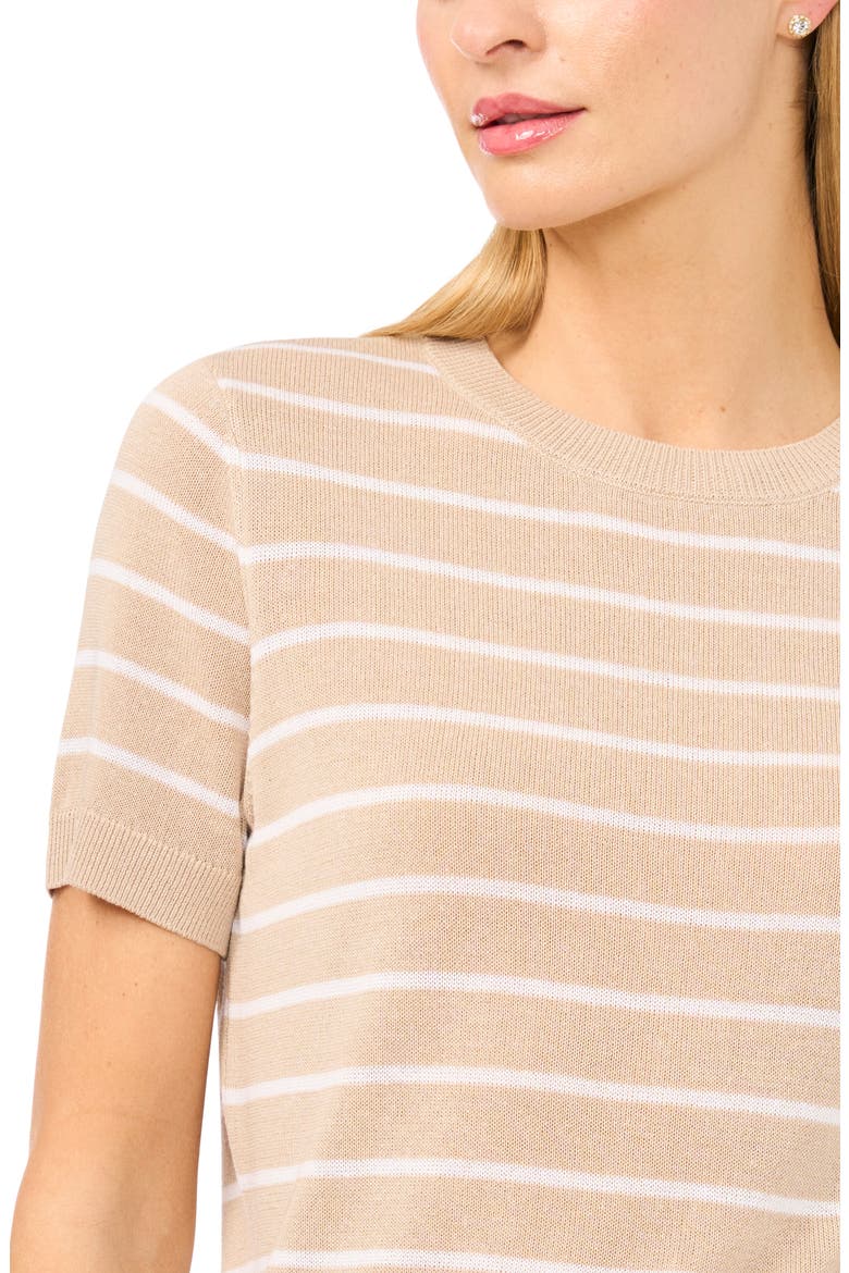 Stripe Crewneck Sweater, Alternate, color, TRUE BEIGE