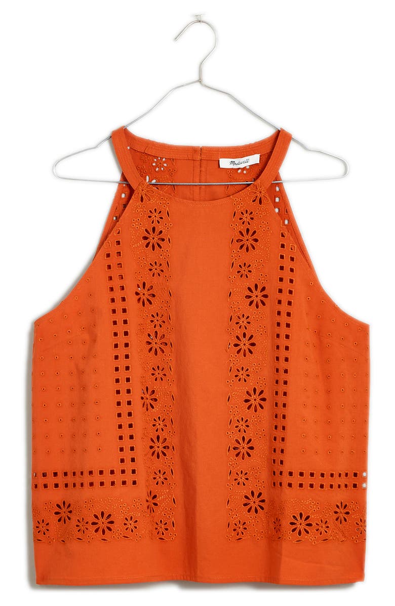 Madewell Eyelet A-Line Halter Top, Alternate, color, 
