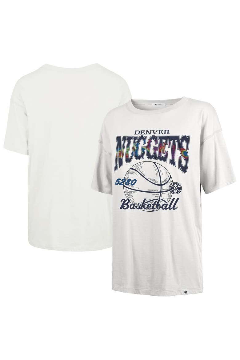 Women's '47  White Denver Nuggets City Edition Down Court Sadie T-Shirt, Main, color, White