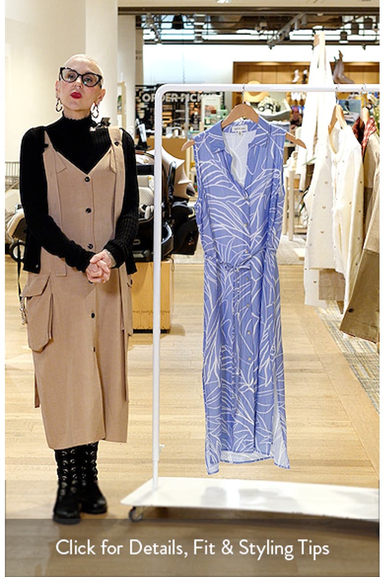 Print Tie Waist Sleeveless Midi Shirtdress video