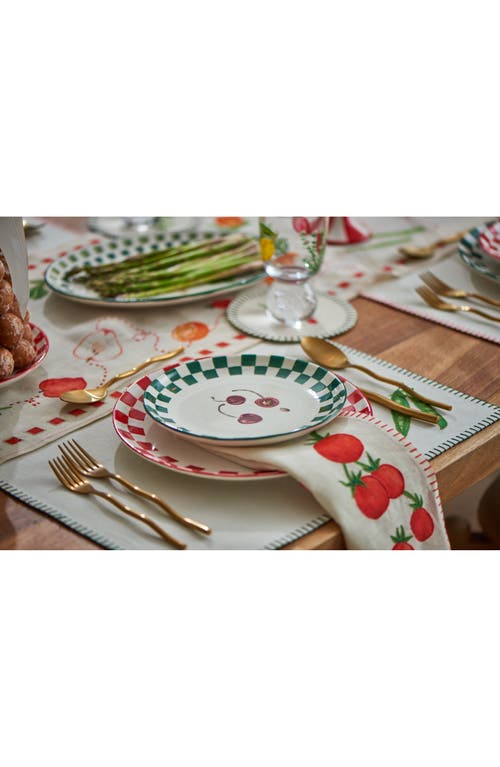 Misette Set Of 4 Assorted Embroidered Placemats In Green