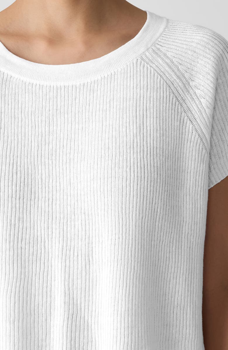 Eileen Fisher Rib Organic Linen & Organic Cotton Sweater, Alternate, color, White