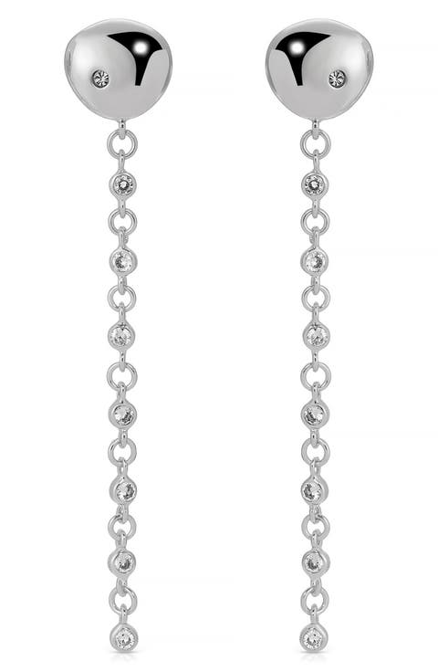 Polished Pebble Crystal Drop Earrings