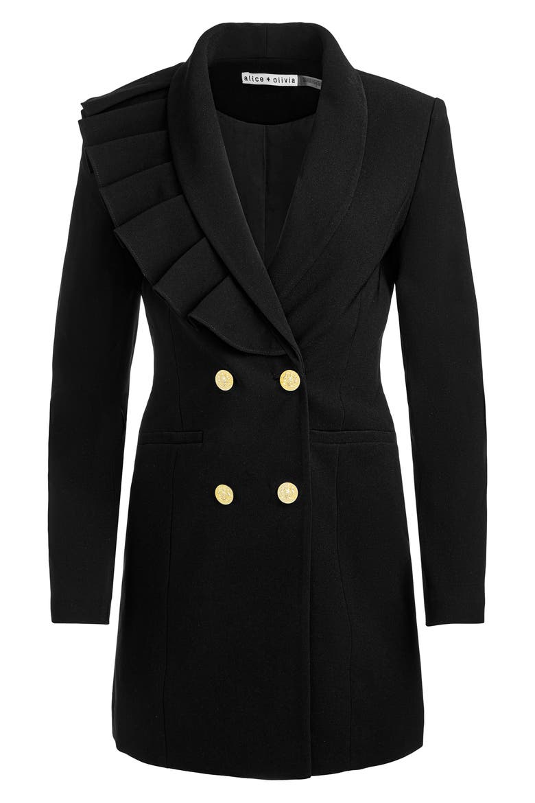 Latoya Ruffle Detail Long Sleeve Blazer Dress, Alternate, color, BLACK
