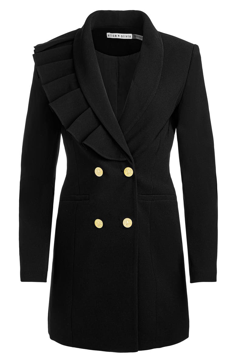 Alice + Olivia Latoya Ruffle Detail Long Sleeve Blazer Dress, Alternate, color, Black