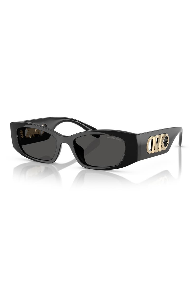 52mm Rectangular Sunglasses, Alternate, color, BLACK / DARK GREY SOLID