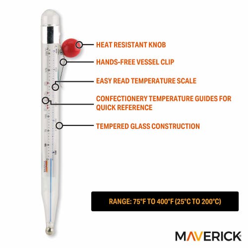 Maverick Candy And Deep Fry Tube Thermometer In White
