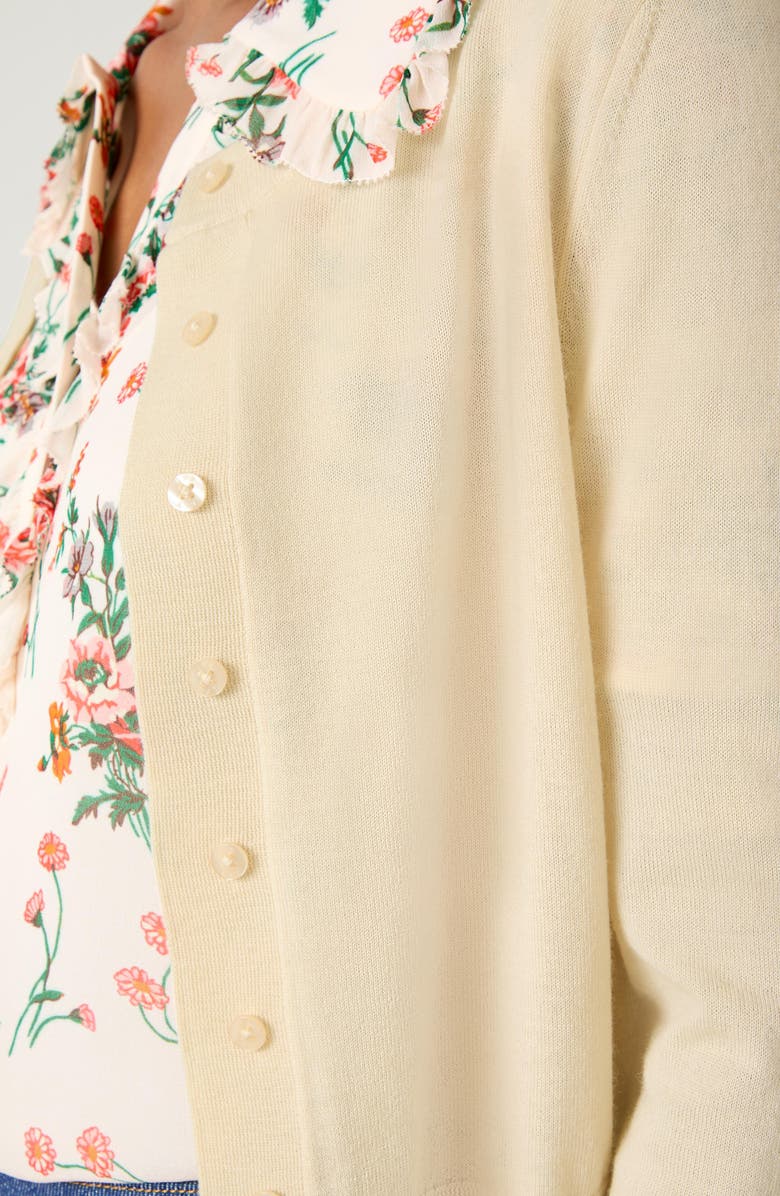 LK Bennett Connie Merino Wool Cardigan, Alternate, color, Ivory