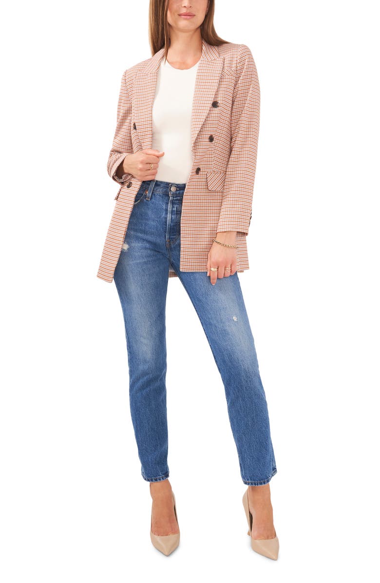 1.STATE Plaid Double Breasted Long Blazer, Alternate, color,