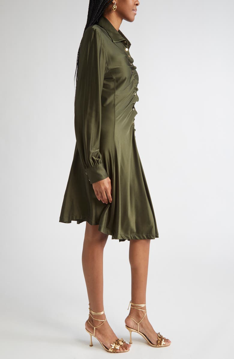 Rabanne Draped Long Sleeve Jersey Minidress, Alternate, color, New Kaki