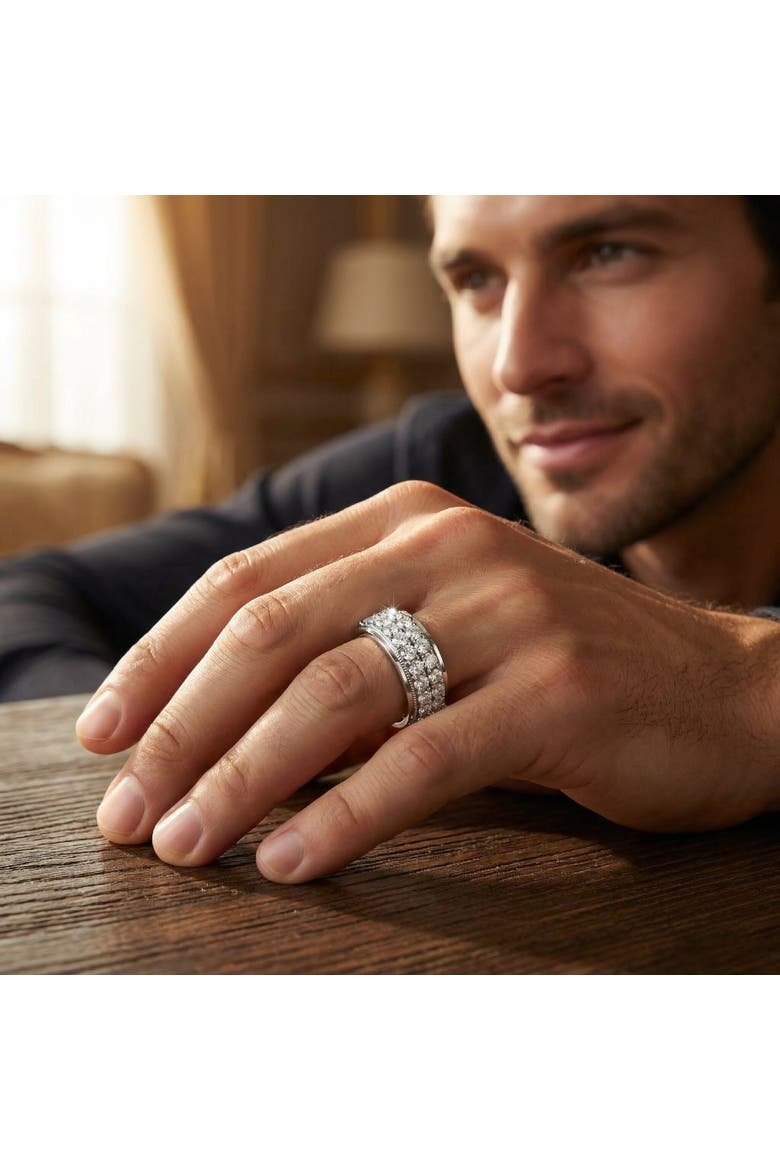 2Ct Men's Diamond Double Row Wedding Ring Polished Band in or Gold (Men ...