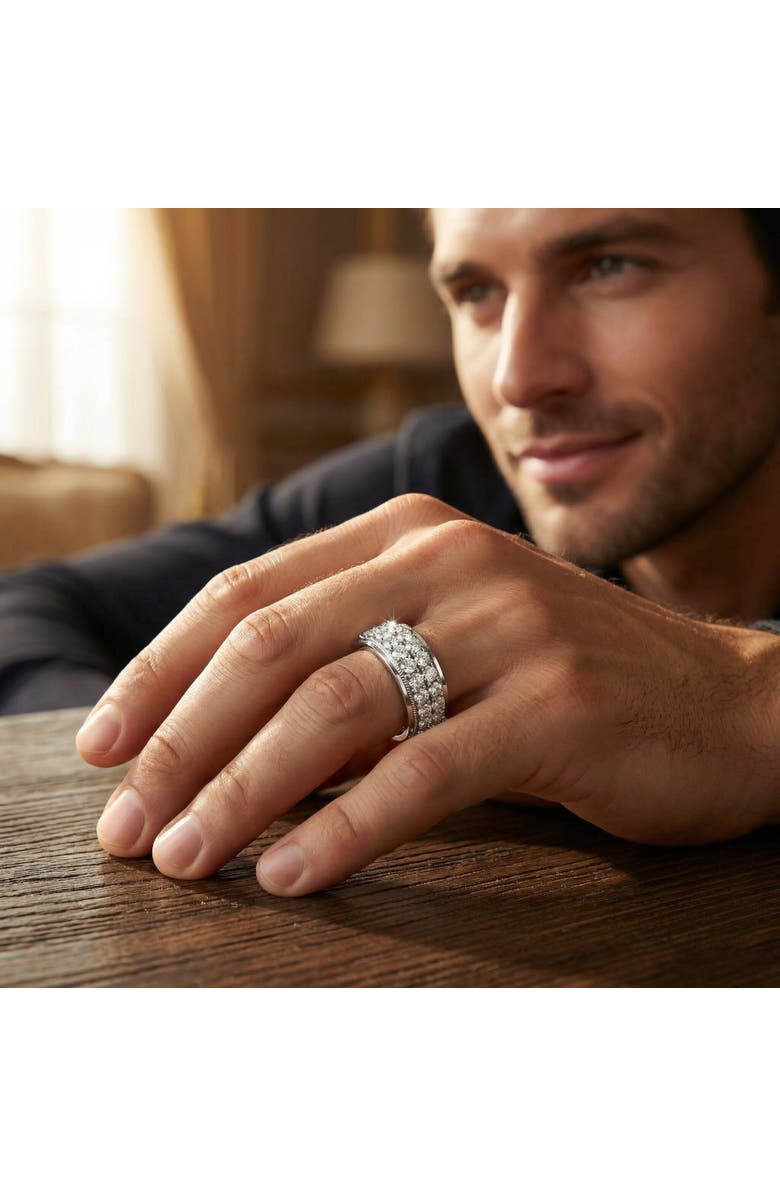 Bliss Diamond 2Ct Men's Diamond Double Row Wedding Ring Polished Band in or Gold, Alternate, color, 10K Yellow Gold