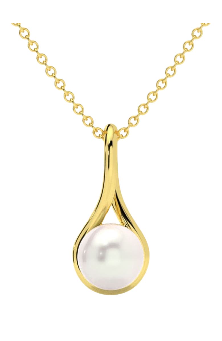 Bliss Diamond 7mm Pearl Solitaire Pendant 14k Gold 18" Necklace 18mm Tall, Main, color,