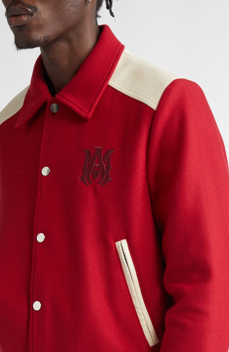 AMIRI MA Wool & Leather Band Jacket, Alternate, color, Red