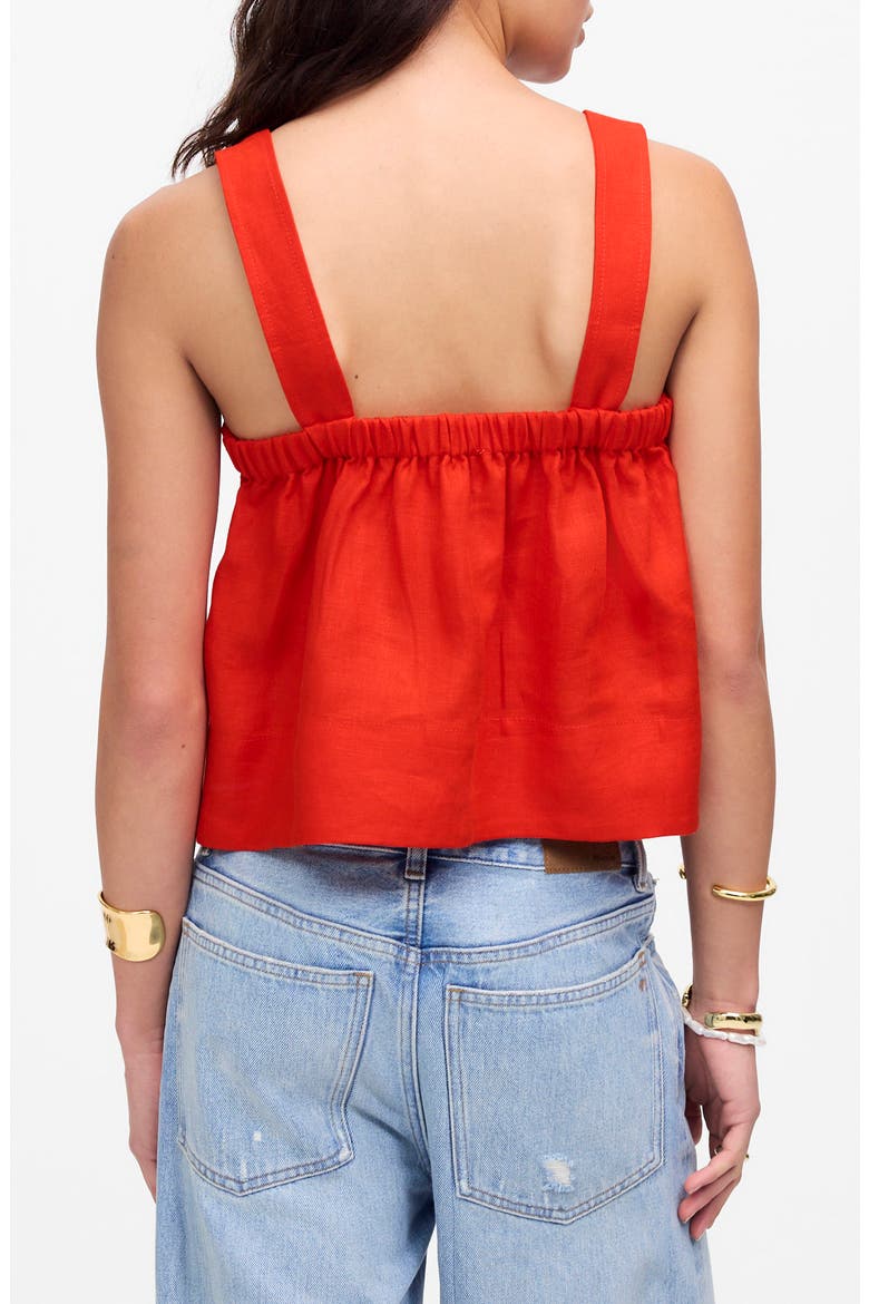 Contrast Stitch Square Neck Linen Tank, Alternate, color, BRIGHT FLAME