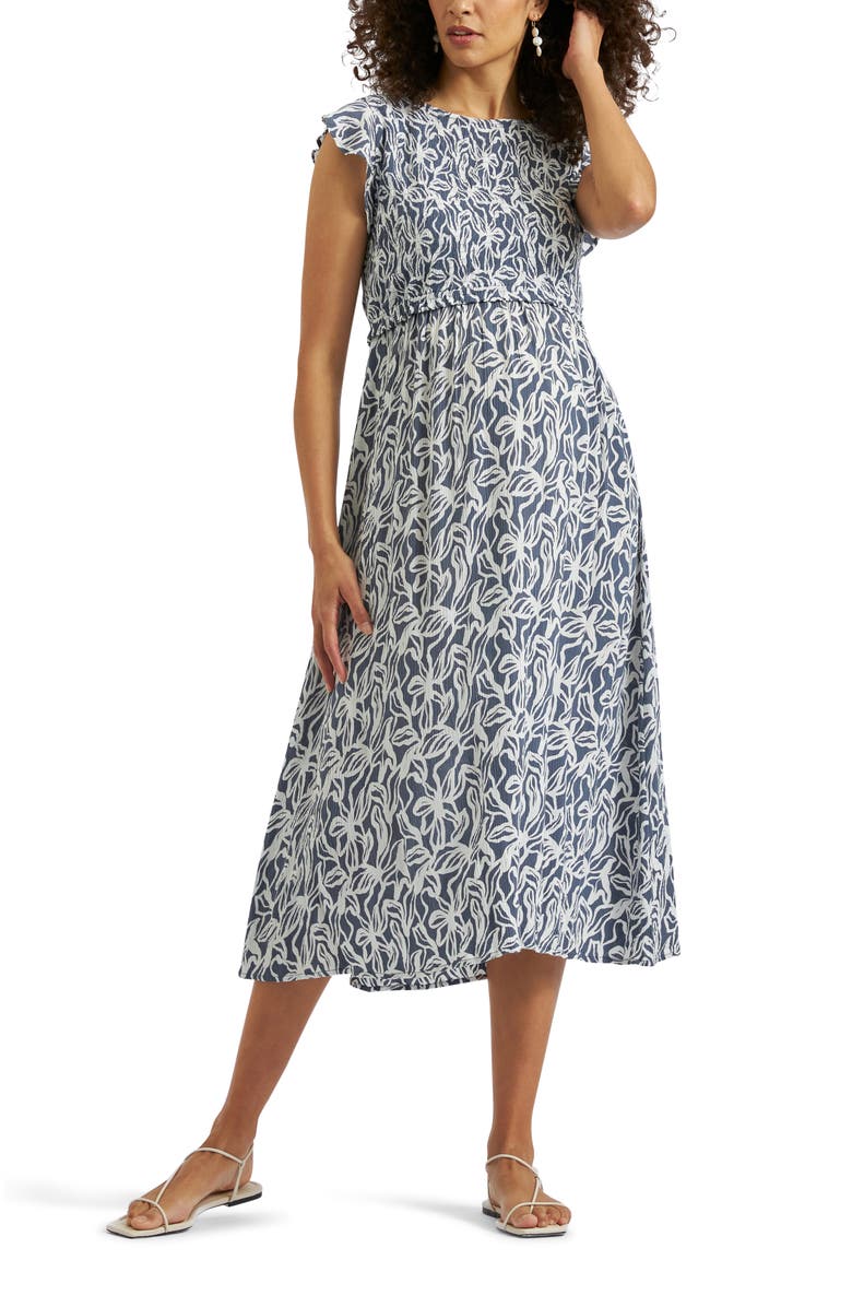 Ripe Maternity Edie Nursing Dress, Main, color, Washed Indigo / White