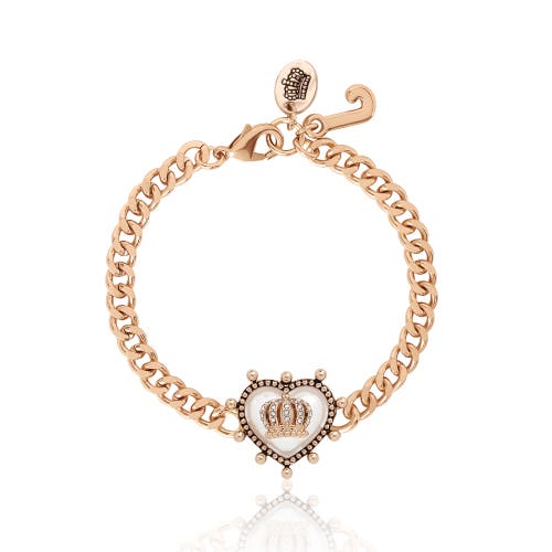 Juicy Couture Gold-tone Chain Bracelet With Crown Heart Charm In Gold