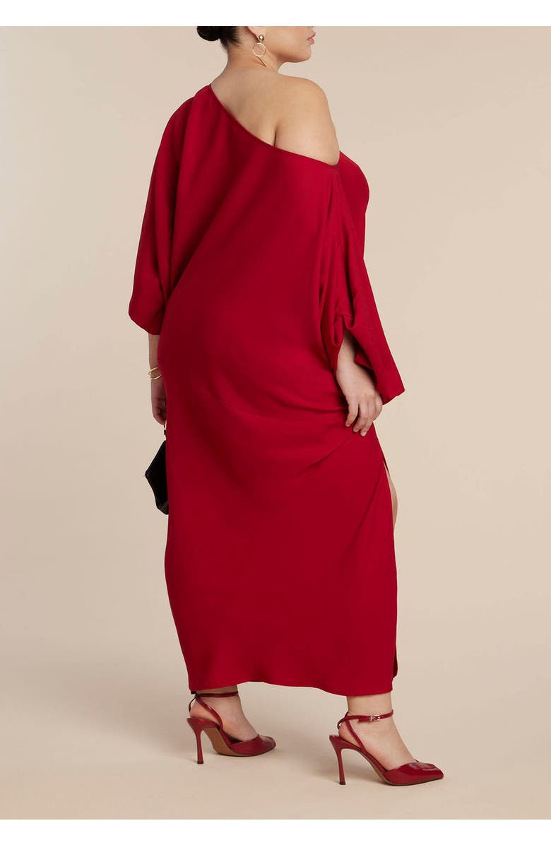 ELOQUII Exaggerated Sleeve Draped Maxi Dress, Alternate, color, Savvy Red