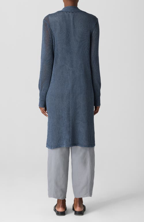 Eileen Fisher Long Organic Cotton Blend Cardigan In Eclipse