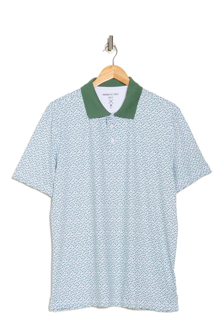 Palm Print Golf Polo, Alternate, color, SAGE/ WHITE