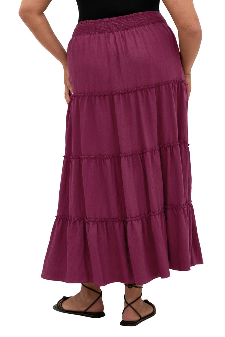 Boho Tiered Maxi Skirt, Alternate, color, POMEGRANATE